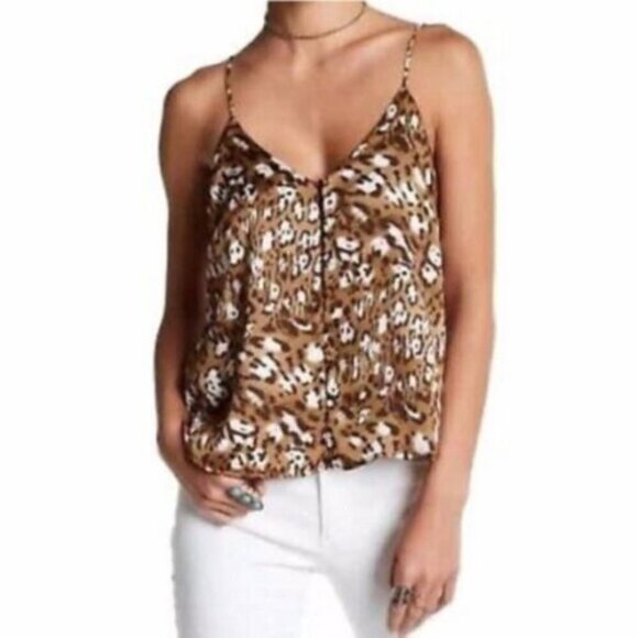 NEW Lush S Cami Tank Top Animal print Button front - Picture 1 of 8